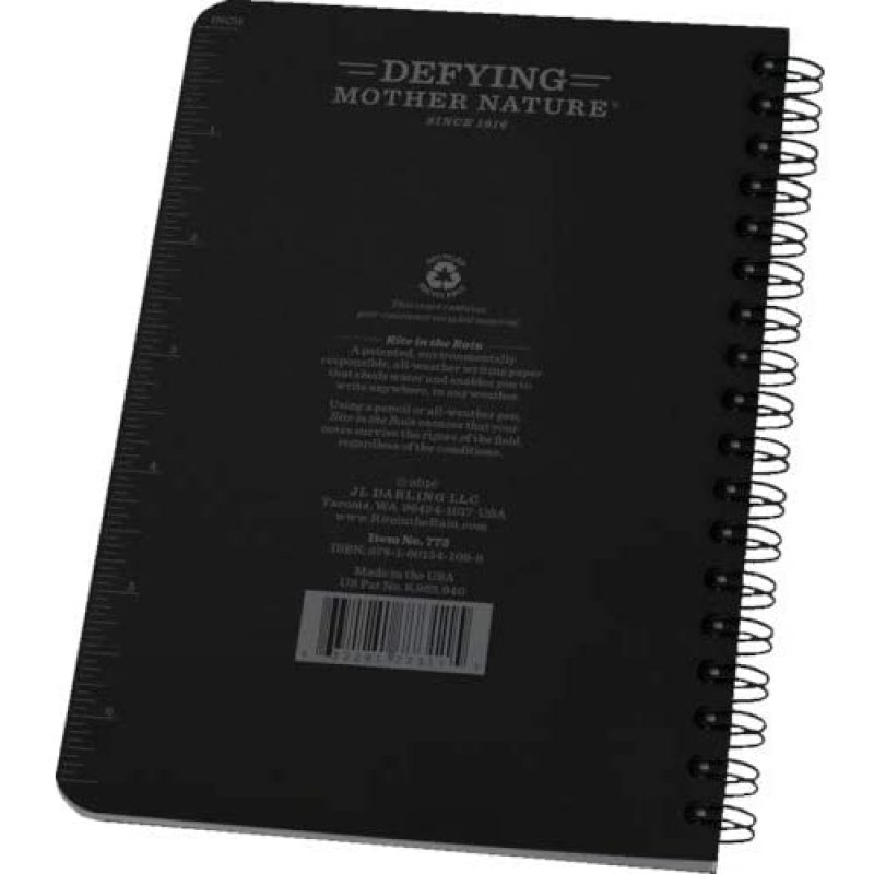 Weather Side-Spiral Notebook,  Black Cover, Universal Pattern